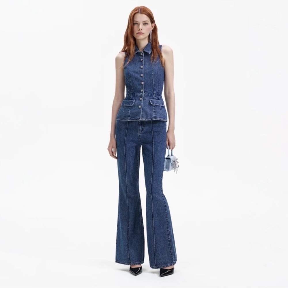 Self-Portrait Blue Denim Jumpsuit